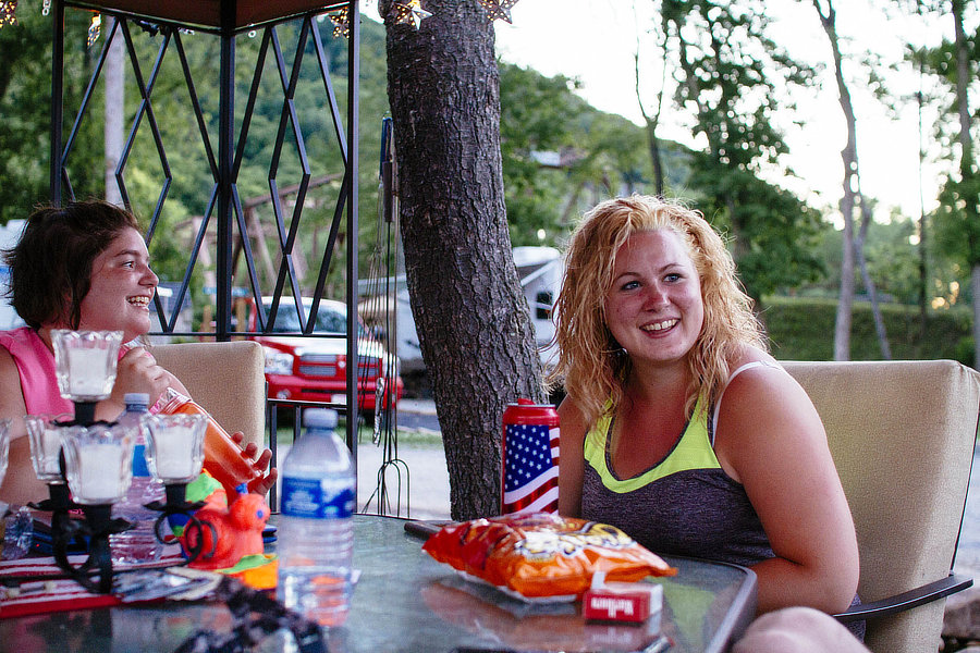 Happy woman doing crafts